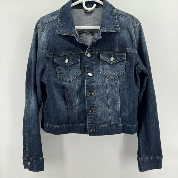 Faded Glory Size L 12 -14 Women's Denim Jean Jacket Button Down Front Pockets - Picture 6 of 16